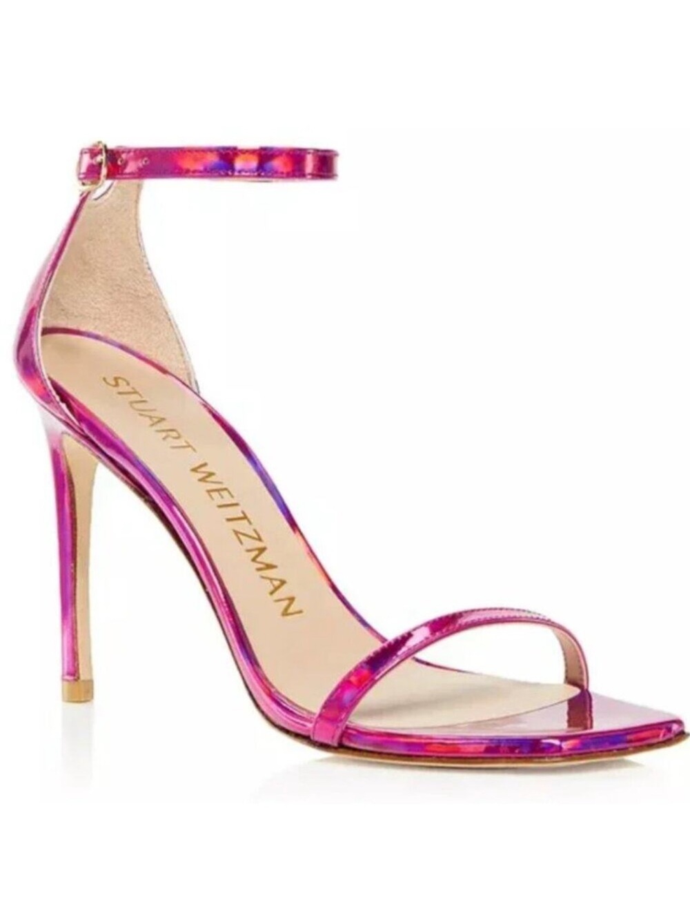 Stuart Weitzman Nudistcurve 100 Fuscia Pink Strappy Heel